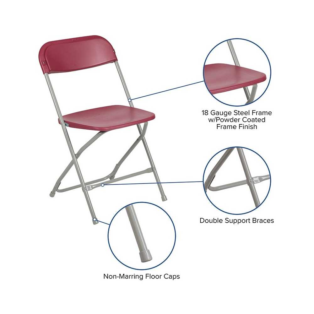 650 lb. Capacity Premium Red Plastic Folding Chair
