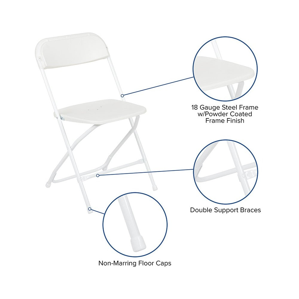 650 lb. Capacity Premium White Plastic Folding Chair