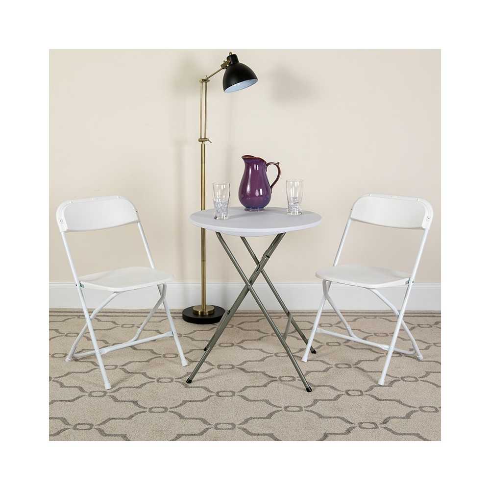 650 lb. Capacity Premium White Plastic Folding Chair
