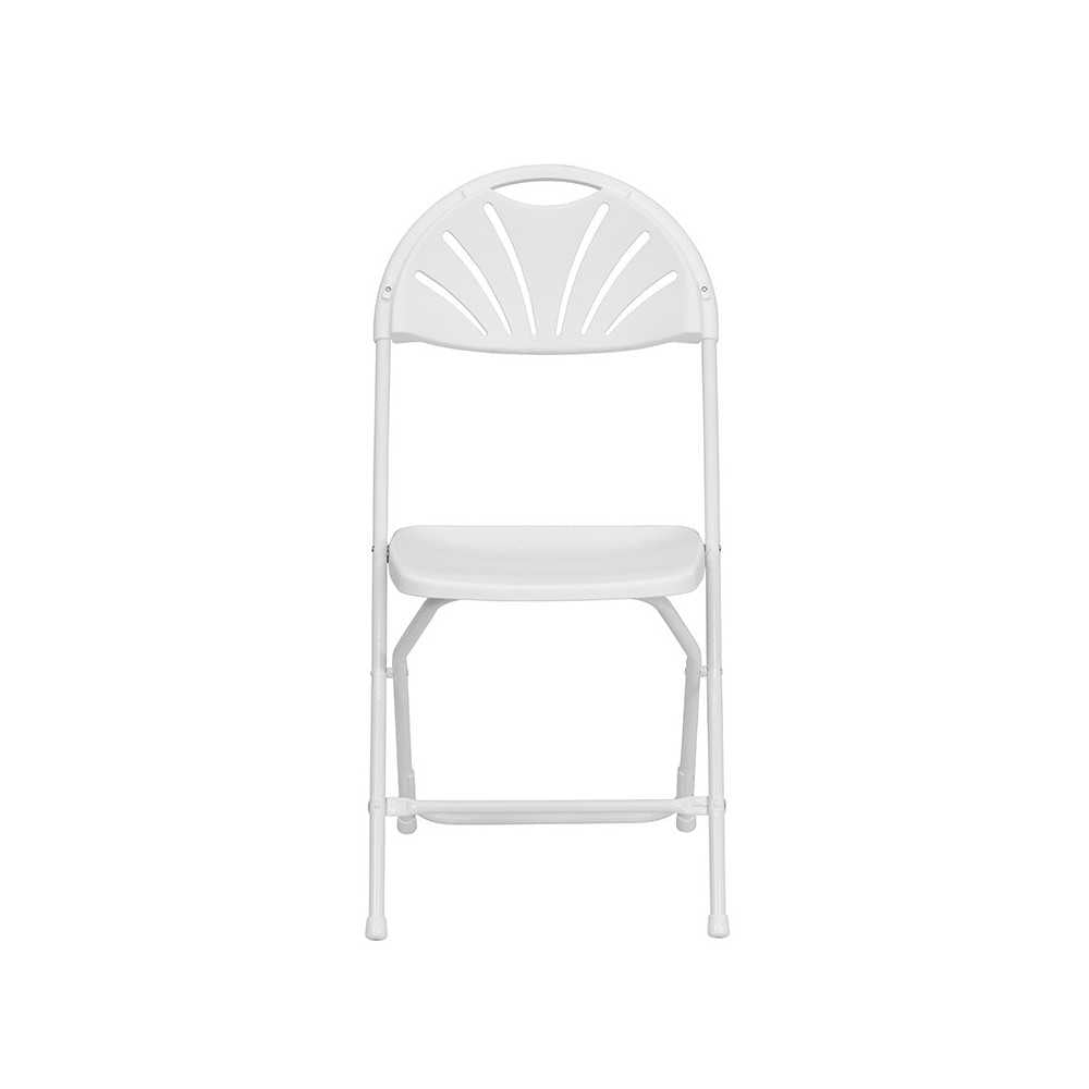 650 lb. Capacity White Plastic Fan Back Folding Chair