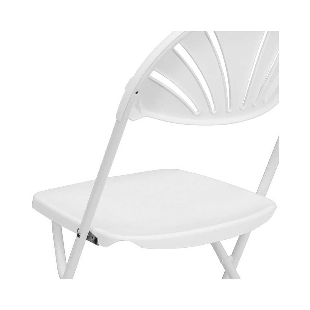 650 lb. Capacity White Plastic Fan Back Folding Chair
