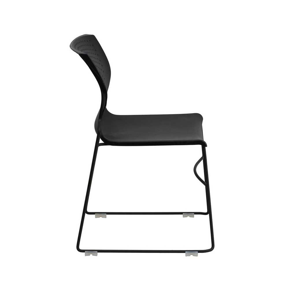 661 lb. Capacity Black Full Back Stack Chair with Black Powder Coated Frame