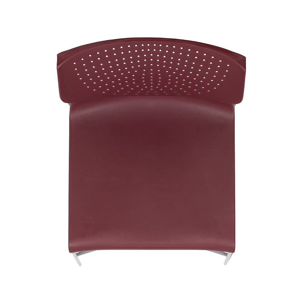 661 lb. Capacity Burgundy Full Back Stack Chair with Gray Powder Coated Frame