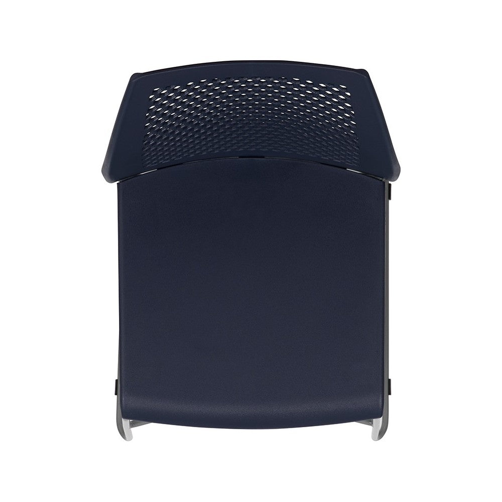 661 lb. Capacity Navy Stack Chair with Air-Vent Back and Gray Powder Coated Sled Base