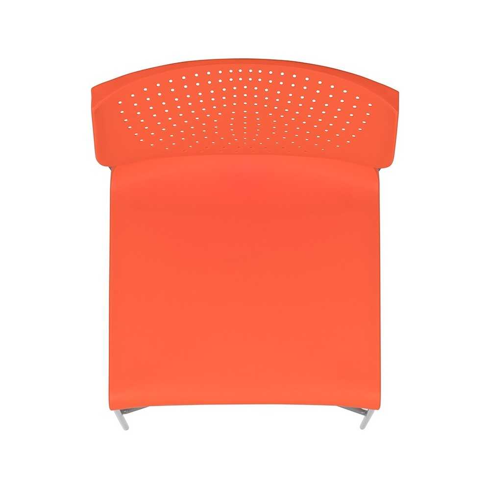 661 lb. Capacity Orange Full Back Stack Chair with Gray Powder Coated Frame