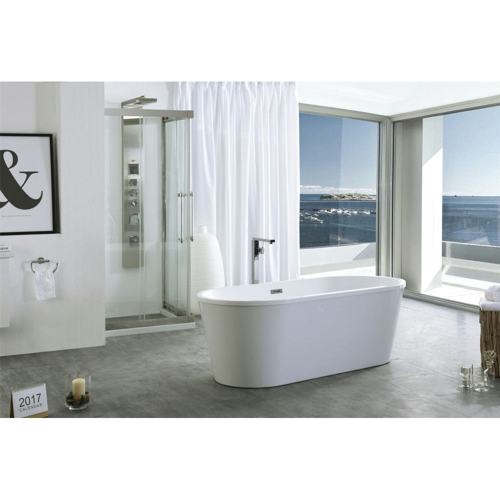 67.3" White Acrylic Tub - No Faucet
