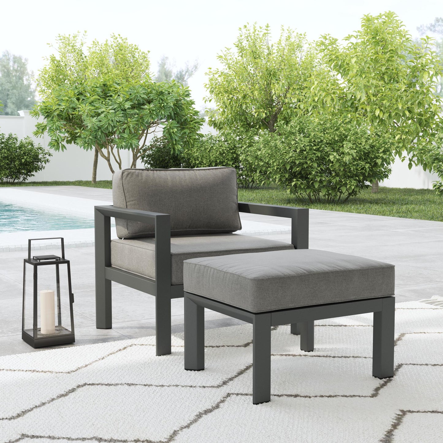 Grayton Chair w/ Ottoman in Gray by homestyles