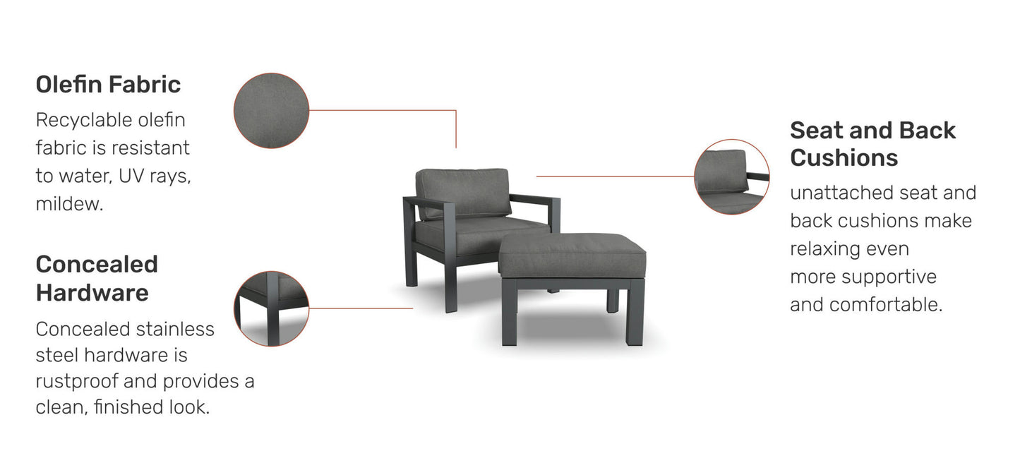 Grayton Chair w/ Ottoman in Gray by homestyles