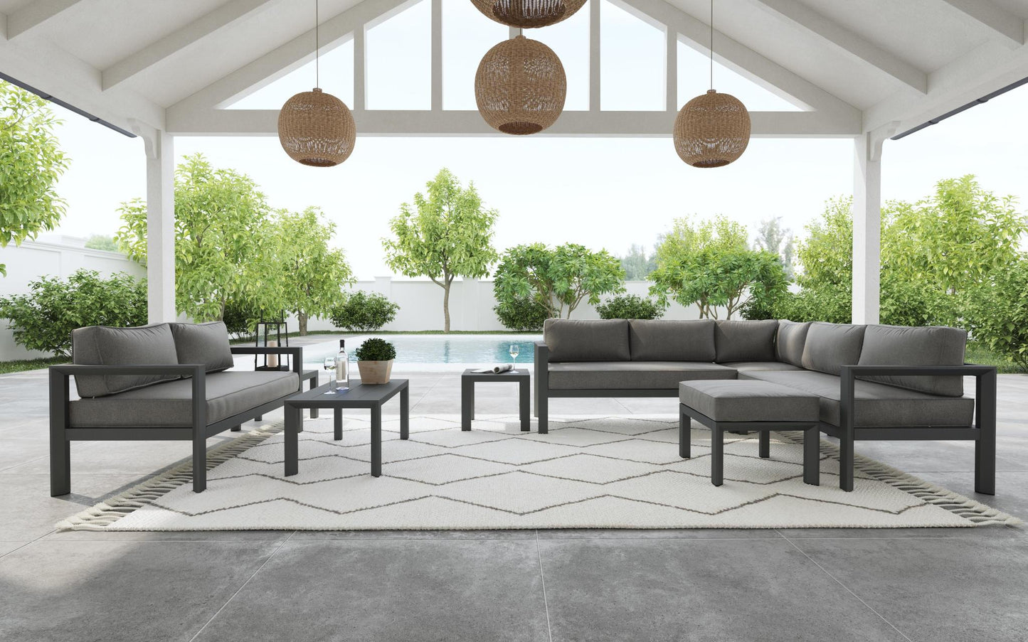 Grayton 5 Seat Sectional in Gray by homestyles
