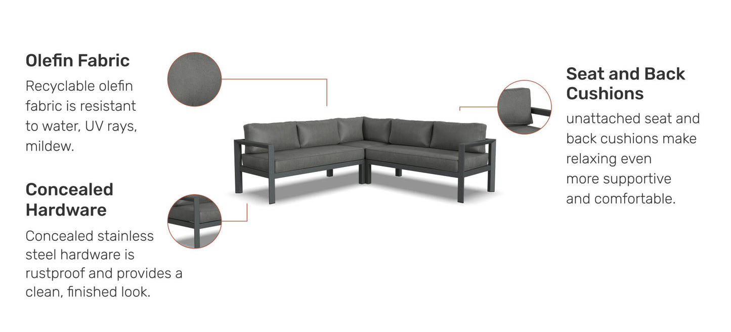 Grayton 5 Seat Sectional in Gray by homestyles