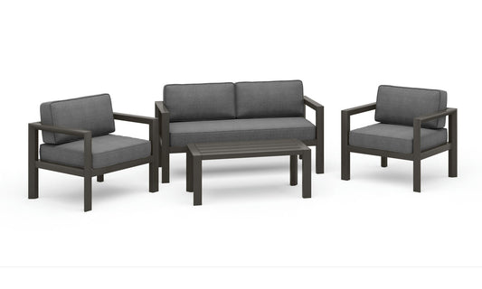 Grayton Outdoor Loveseat with Lounge Chairs and Coffee Table by homestyles
