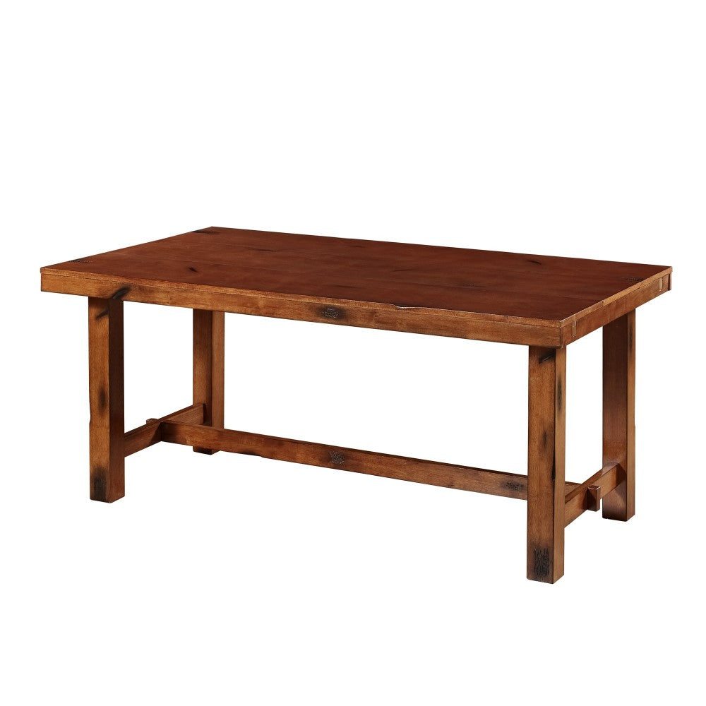 68" Rustic Wood Expandable Dining Table - Dark Oak