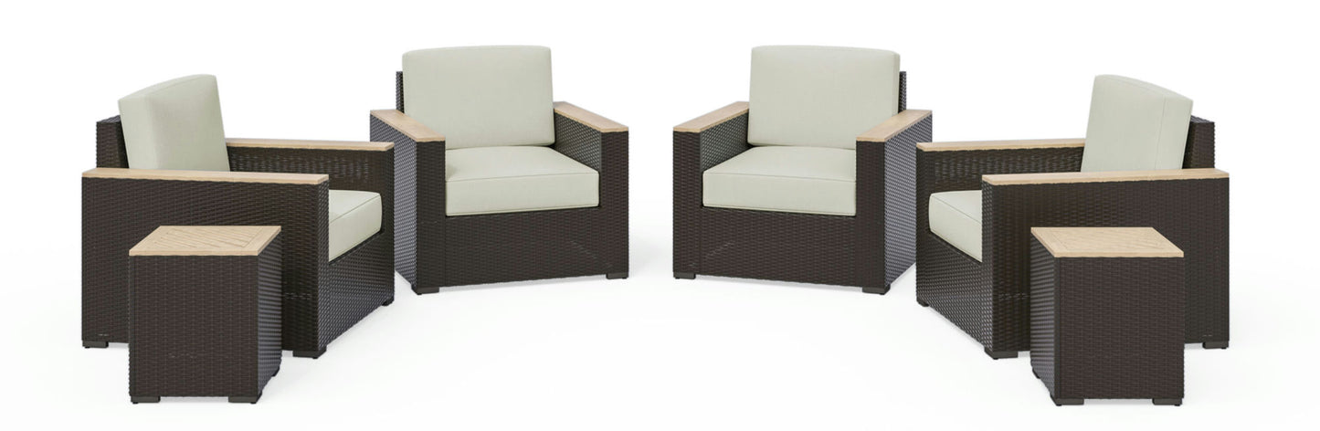 Palm Springs Outdoor Side Table Pair and Four Arm Chairs by homestyles