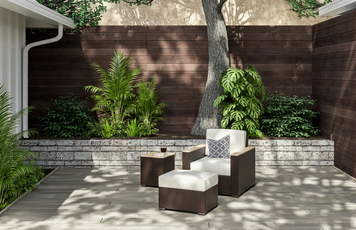 Palm Springs Outdoor Side Table, Arm Chair and Ottoman by homestyles