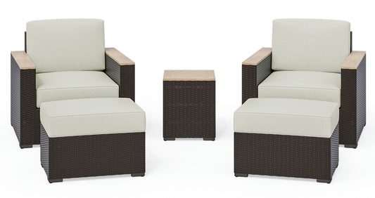 Palm Springs Outdoor Side Table, Arm Chair Pair and Two Ottomans by homestyles
