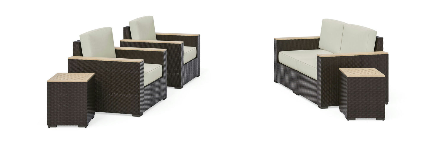 Palm Springs Outdoor Loveseat, Arm Chair Pair and Two Side Tables by homestyles