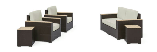 Palm Springs Outdoor Loveseat, Arm Chair Pair and Two Side Tables by homestyles
