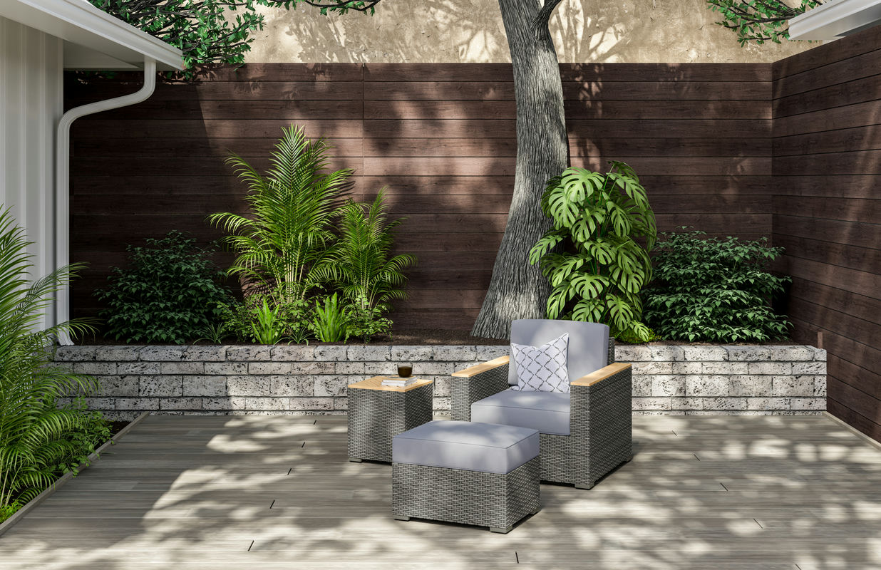 Boca Raton Outdoor Arm Chair, Ottoman and Side Table by homestyles