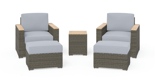 Boca Raton Outdoor Side Table, Arm Chair Pair and Two Ottomans by homestyles