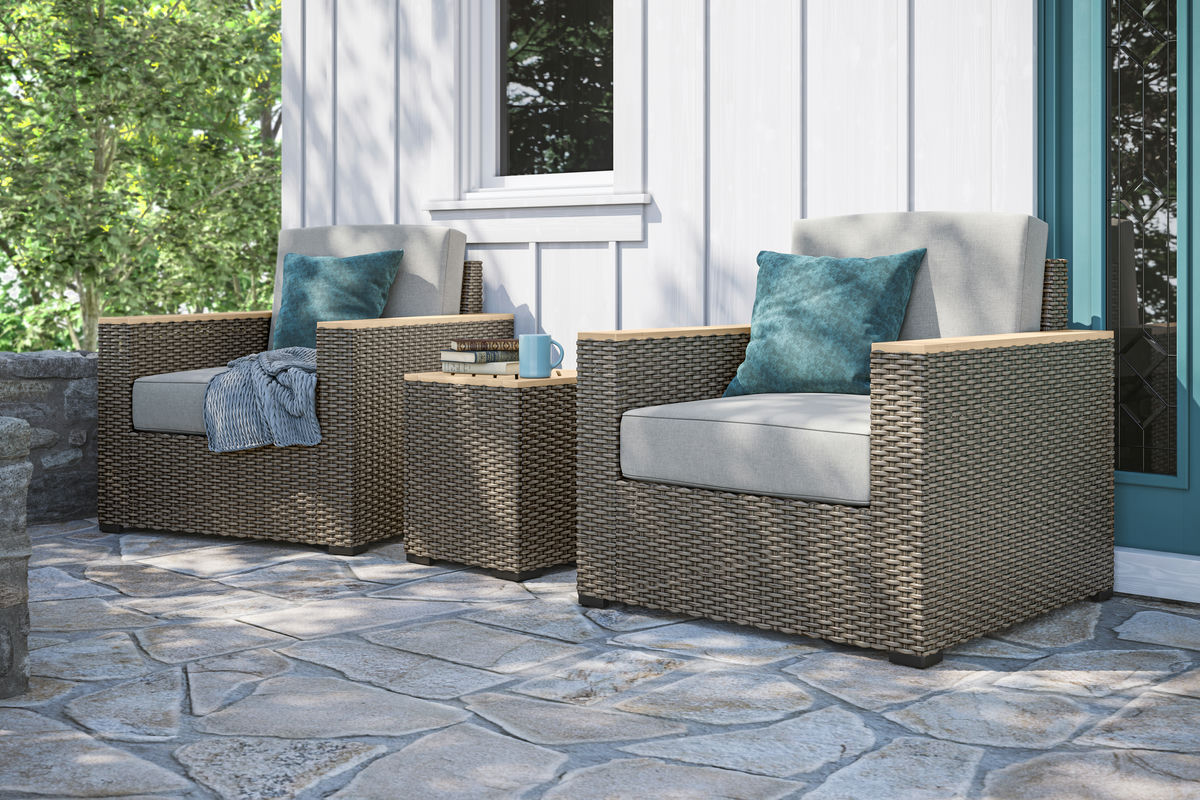 Boca Raton Outdoor Arm Chair Pair and Side Table by homestyles