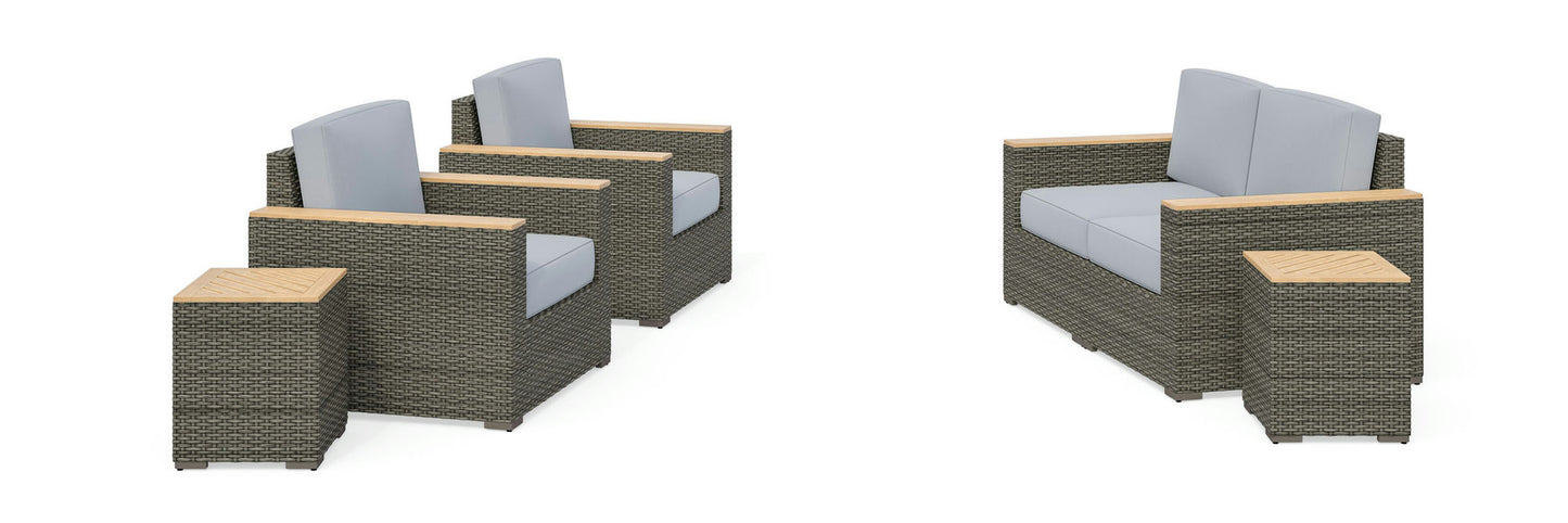 Boca Raton Outdoor Loveseat, Arm Chair Pair and Two Side Tables by homestyles
