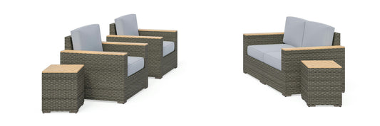 Boca Raton Outdoor Loveseat, Arm Chair Pair and Two Side Tables by homestyles