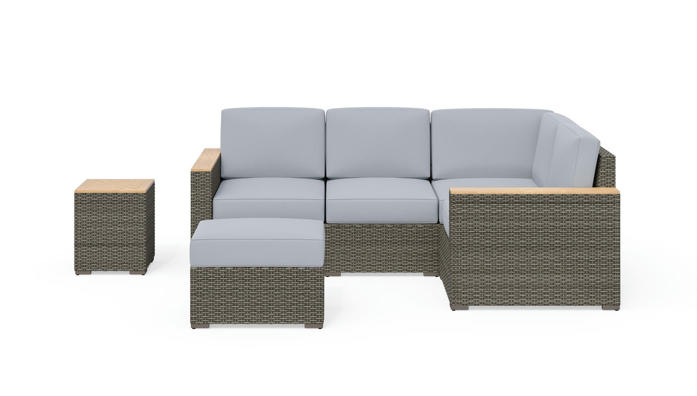 Boca Raton Outdoor 4 Seat Sectional, Ottoman and Side Table by homestyles
