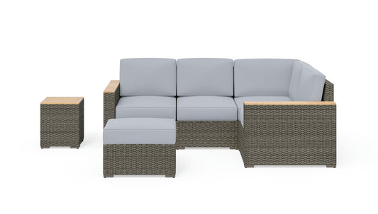 Boca Raton Outdoor 4 Seat Sectional, Ottoman and Side Table by homestyles