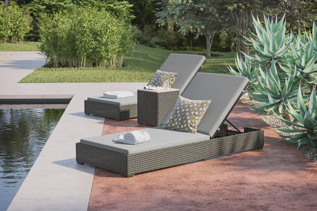 Boca Raton Outdoor Chaise Lounge Pair and Side Table by homestyles