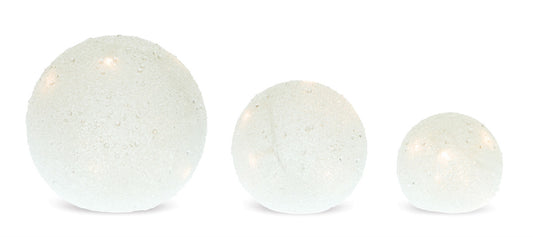 Led Frosted Globes W/6 Hr Timer (Set Of 3) 4"- 8"D Glass