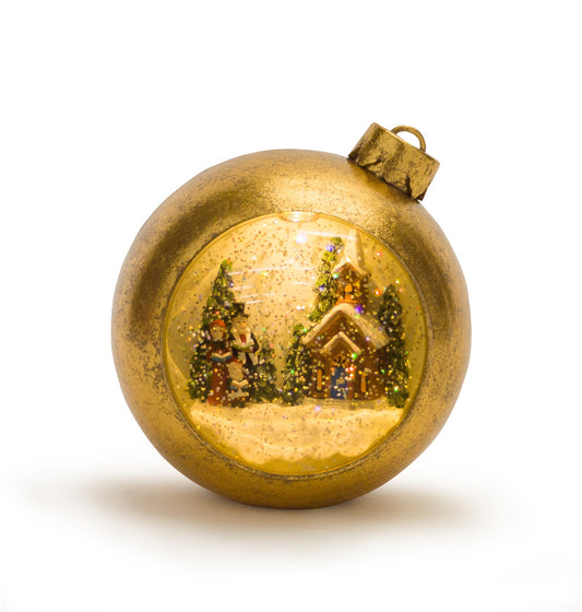 Lighted Musical Snow Globe Carolers Ornament 6.25"H Plastic/Glass