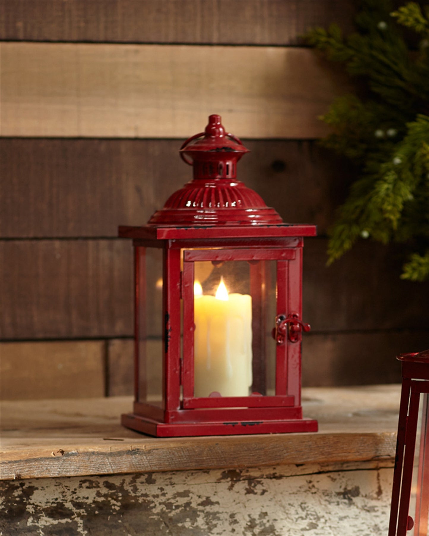 Lantern (Set Of 2) 6"Sqx13"H Metal/Glass