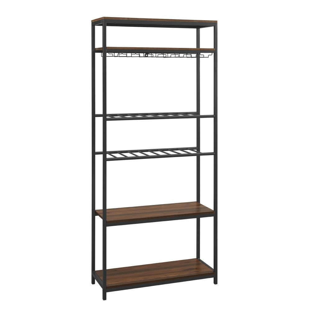 69" Wine Bottle and Stemware Storage Shelf - Dark Walnut