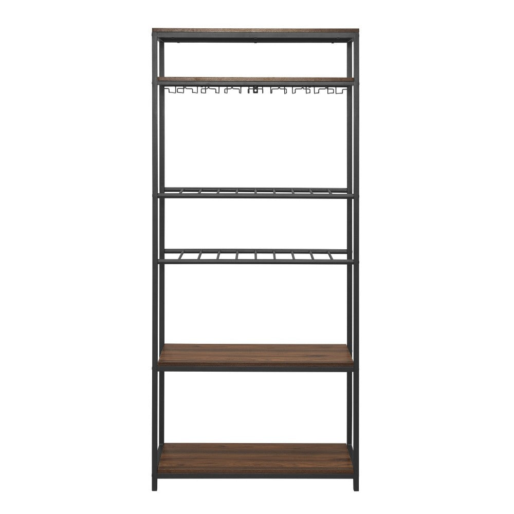 69" Wine Bottle and Stemware Storage Shelf - Dark Walnut