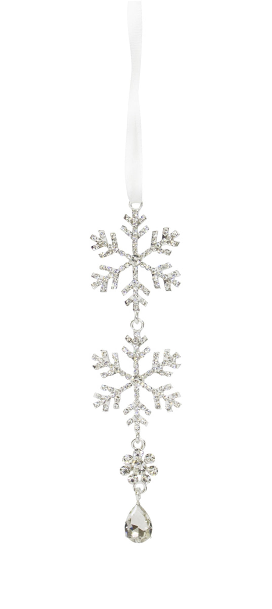 Jewel Tiered Snowflake Ornament (Set Of 12) 8"H Metal
