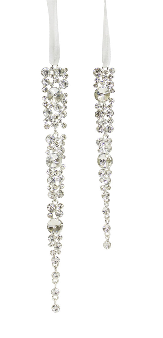 Jewel Icicle Ornaments (Set Of 12) 8", 9.75"H Metal