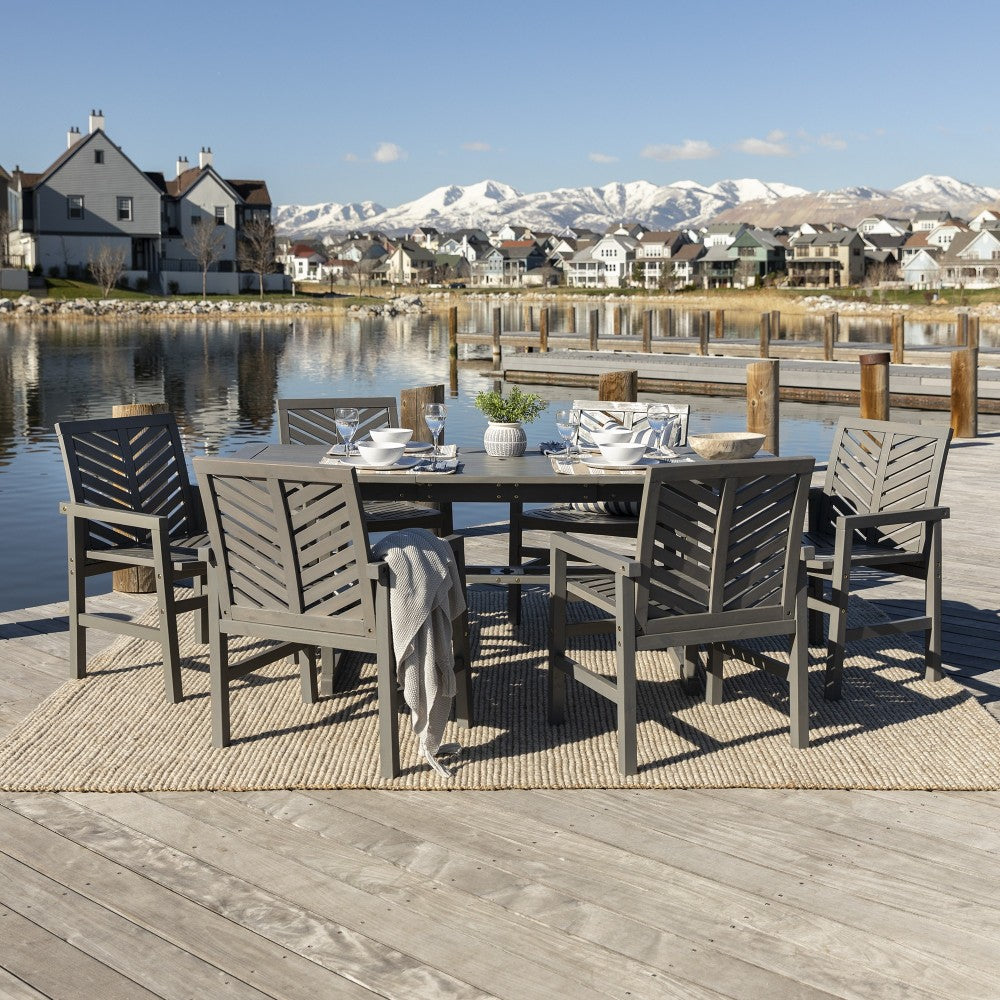 7-Piece Extendable Outdoor Patio Dining Set - Gray Wash