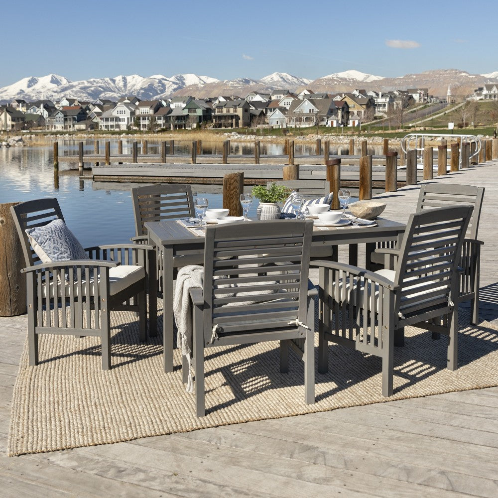 7-Piece Modern Outdoor Patio Dining Set - Gray Wash