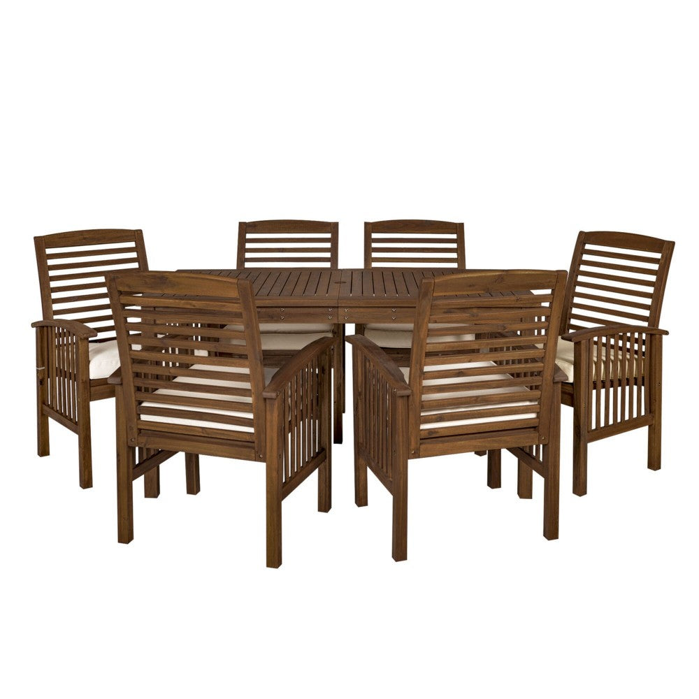 7-Piece Modern Patio Dining Set - Dark Brown