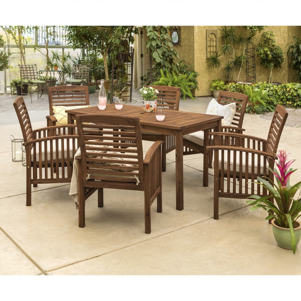 7-Piece Modern Patio Dining Set - Dark Brown