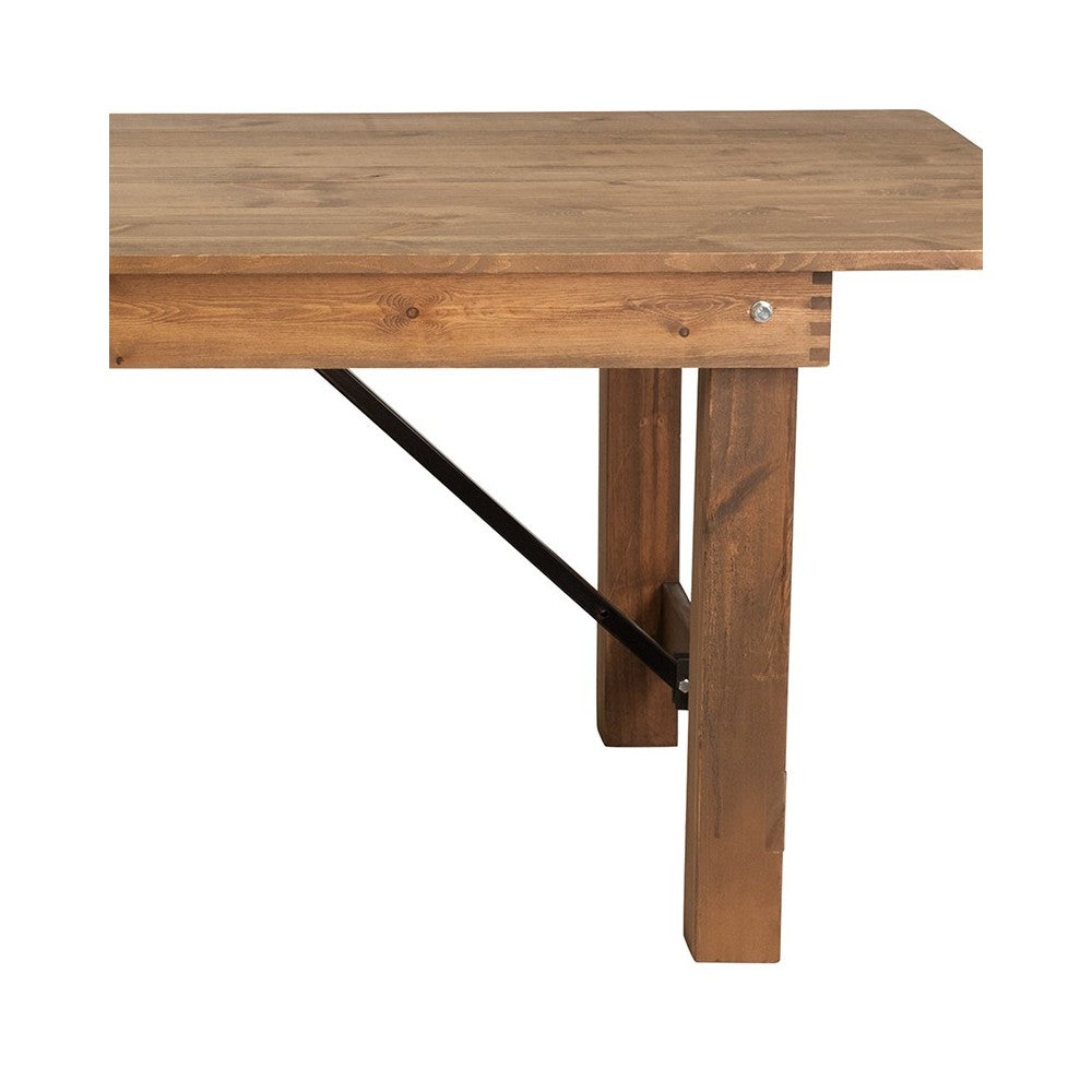 7' x 40" Rectangular Antique Rustic Solid Pine Folding Farm Table