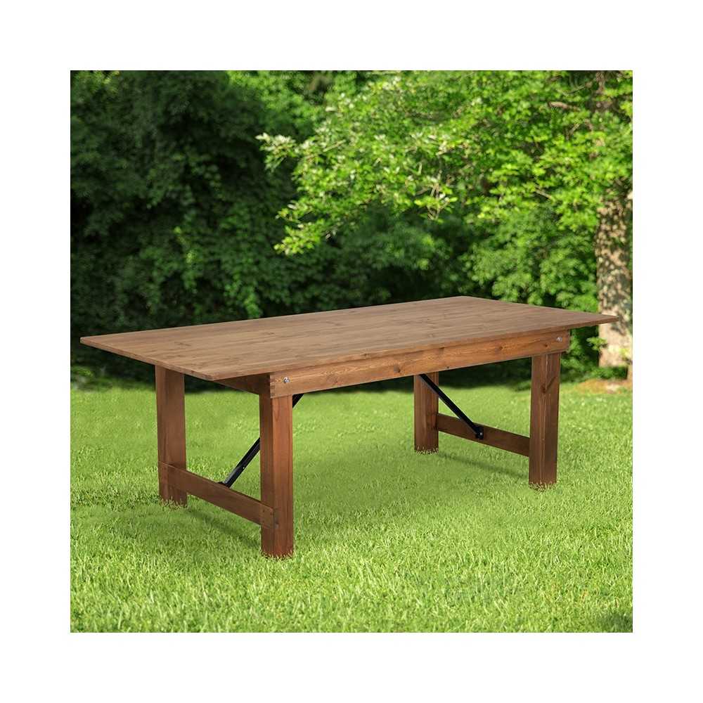 7' x 40" Rectangular Antique Rustic Solid Pine Folding Farm Table