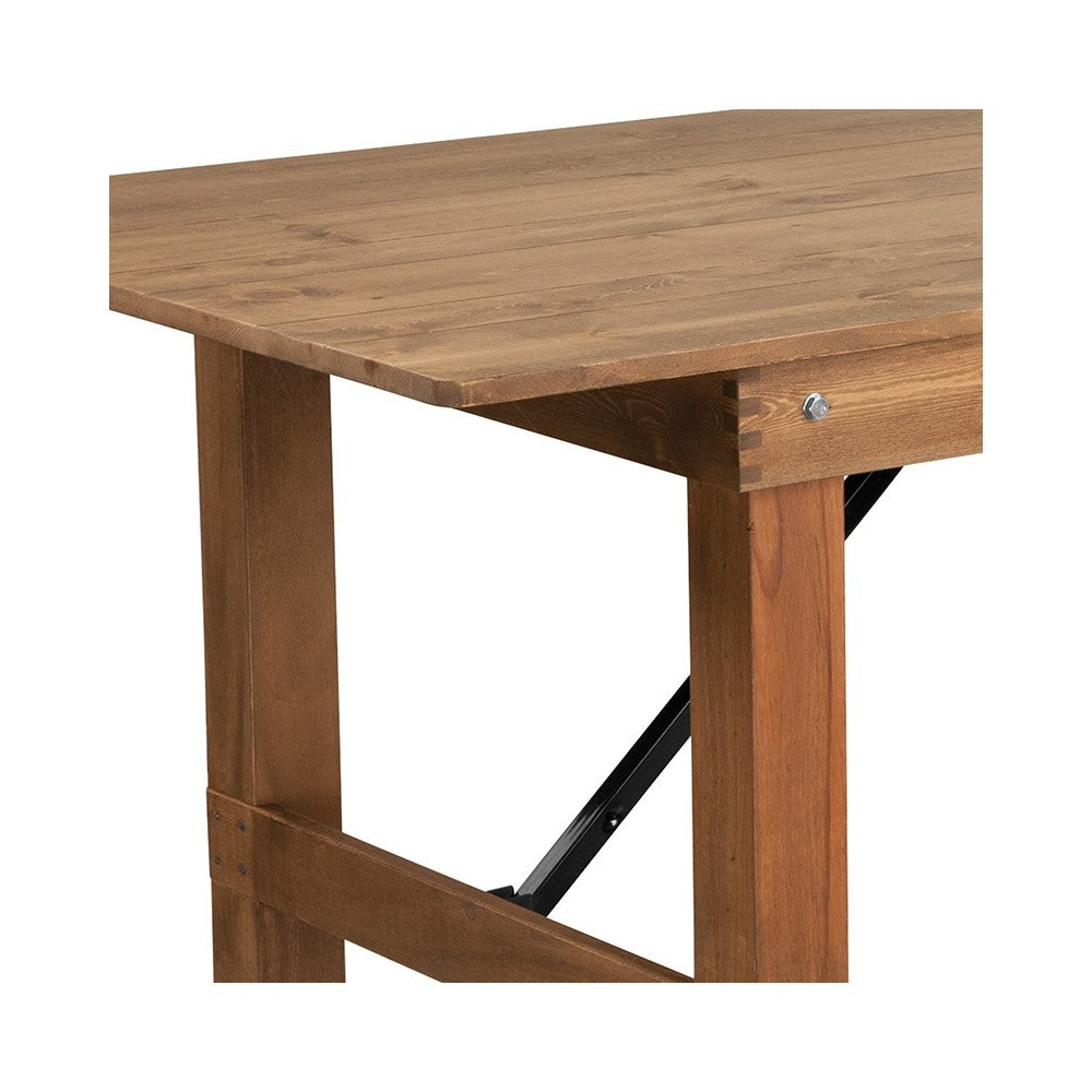 7' x 40" Rectangular Antique Rustic Solid Pine Folding Farm Table