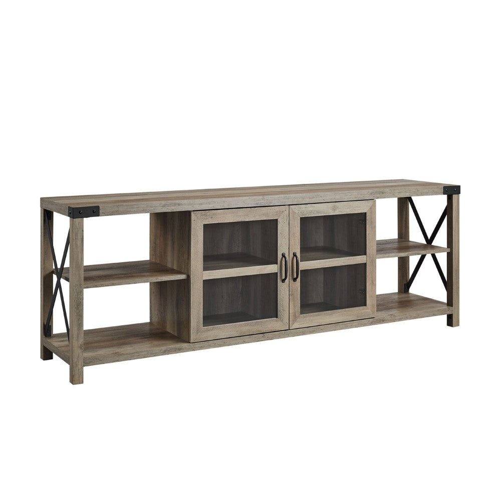 70" Farmhouse Metal X TV Stand - Gray Wash