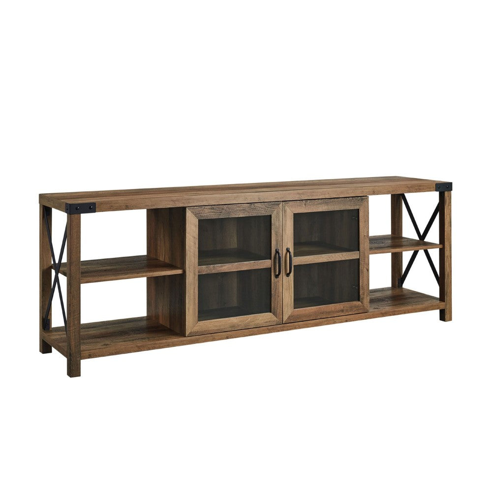 70" Farmhouse Metal X TV Stand - Rustic Oak