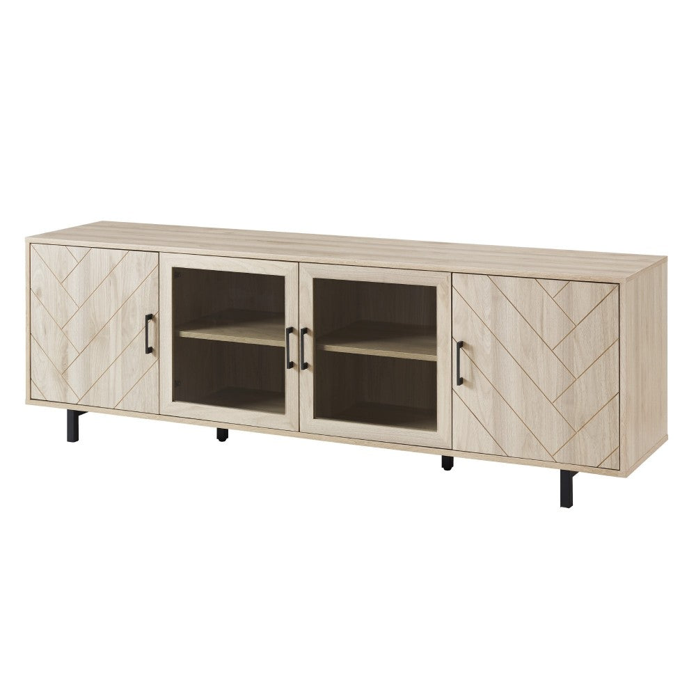 70" Herringbone Groove 4 Door TV Stand - Birch