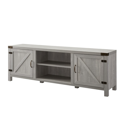 70" Modern Farmhouse Barn Door TV Stand - Stone Gray