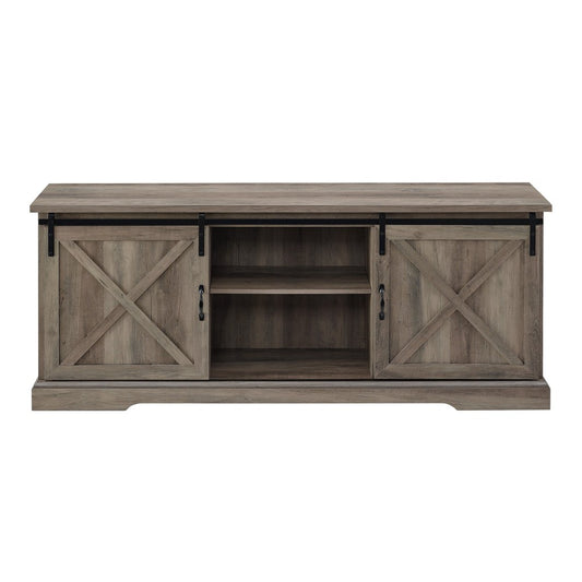 70" Sliding Barn Door TV Console - Gray Wash