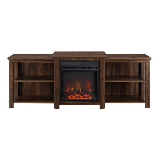 70" Tiered Top Open Shelf Fireplace TV Stand - Dark Walnut