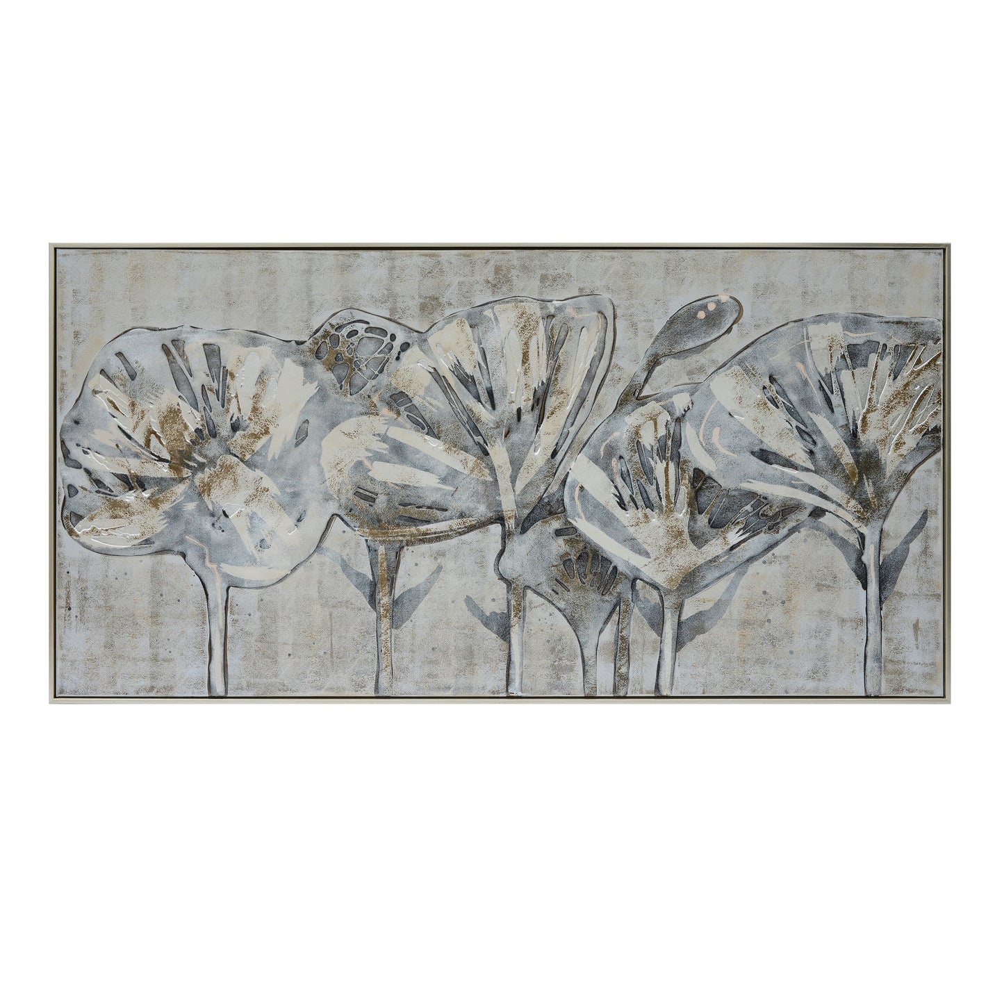 61x31, Flowers Oil Painting, Gray